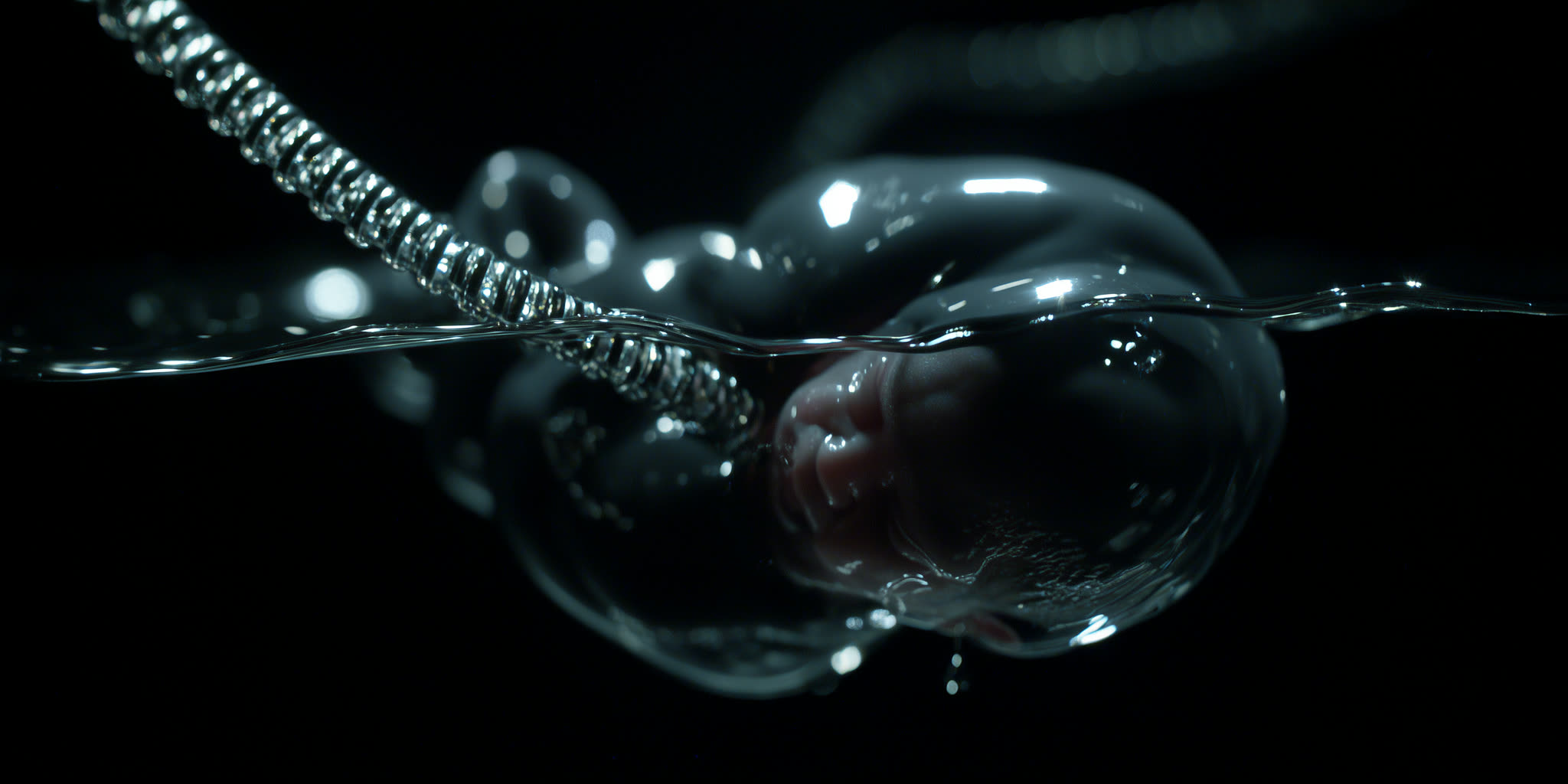 Act I — a cybernetic embryo in black synthetic fluid