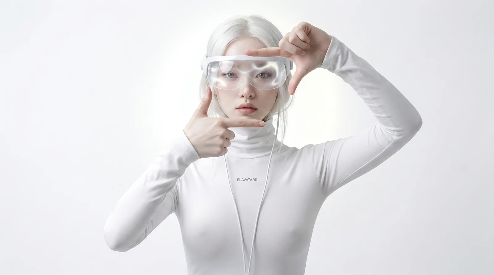 The Flavatars mascot framing a shot with her hands — direction over prompts makes AI video cinematic