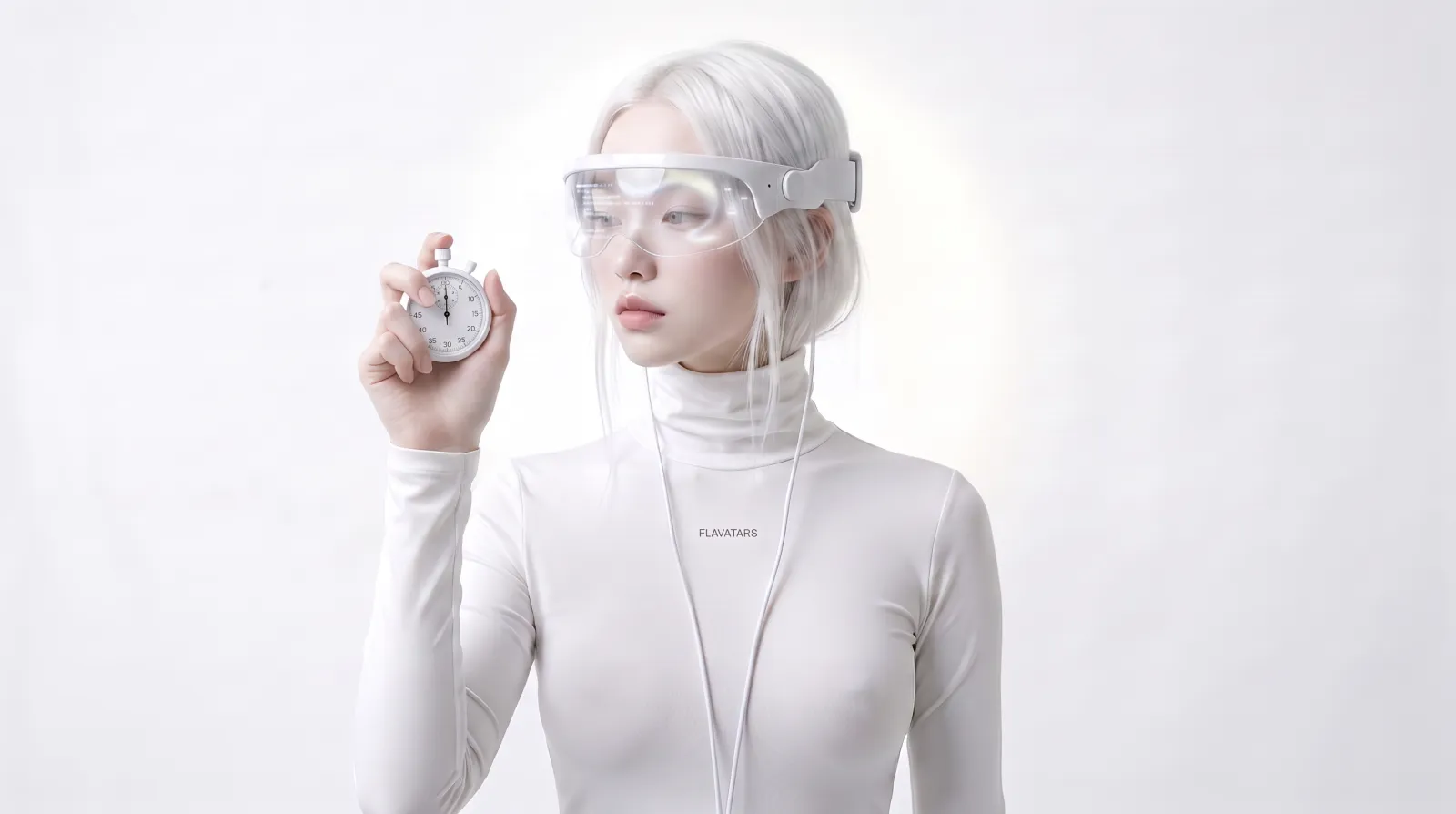 The Flavatars mascot holding a white stopwatch, a reminder that flash safety is measured second by second