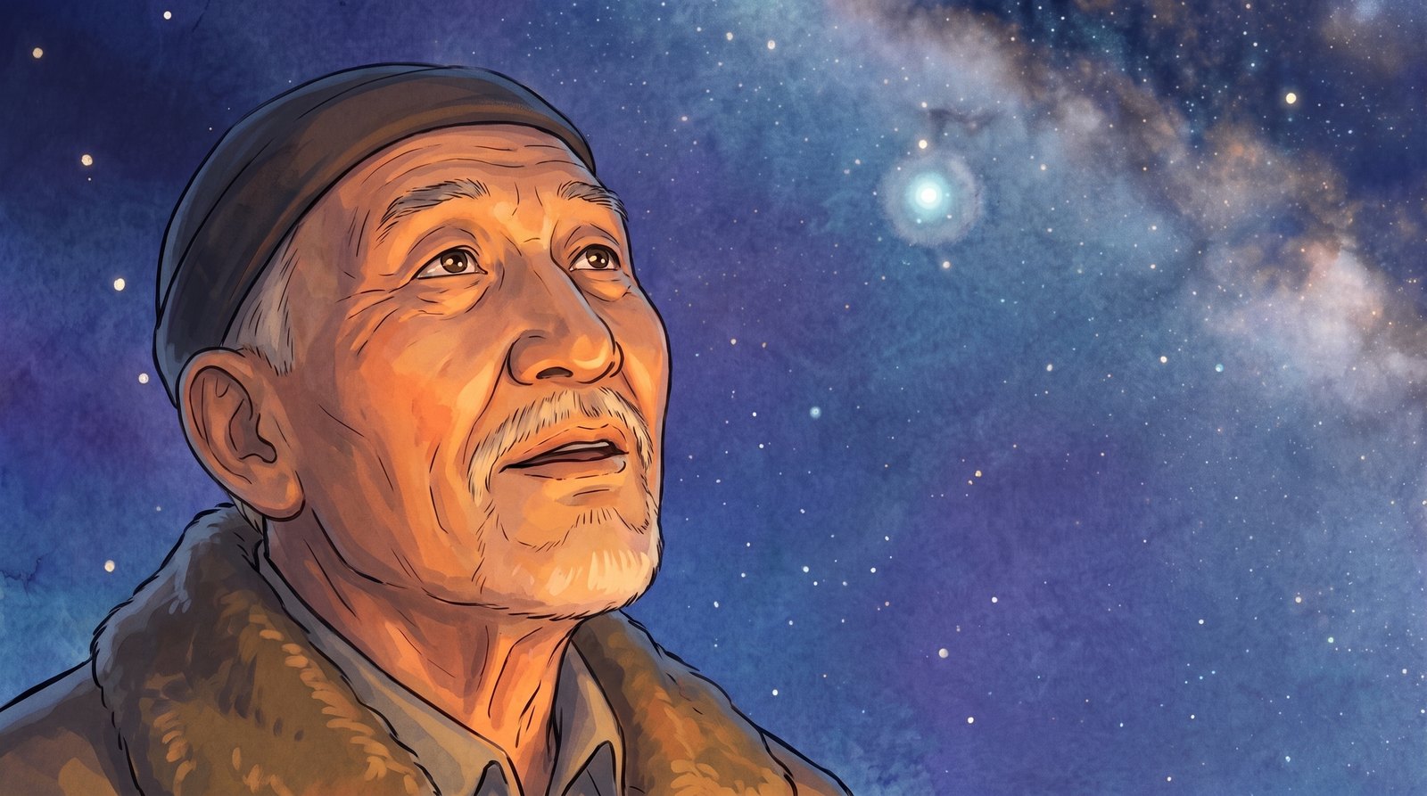 Ata, the grandfather. One voice carries the whole film.