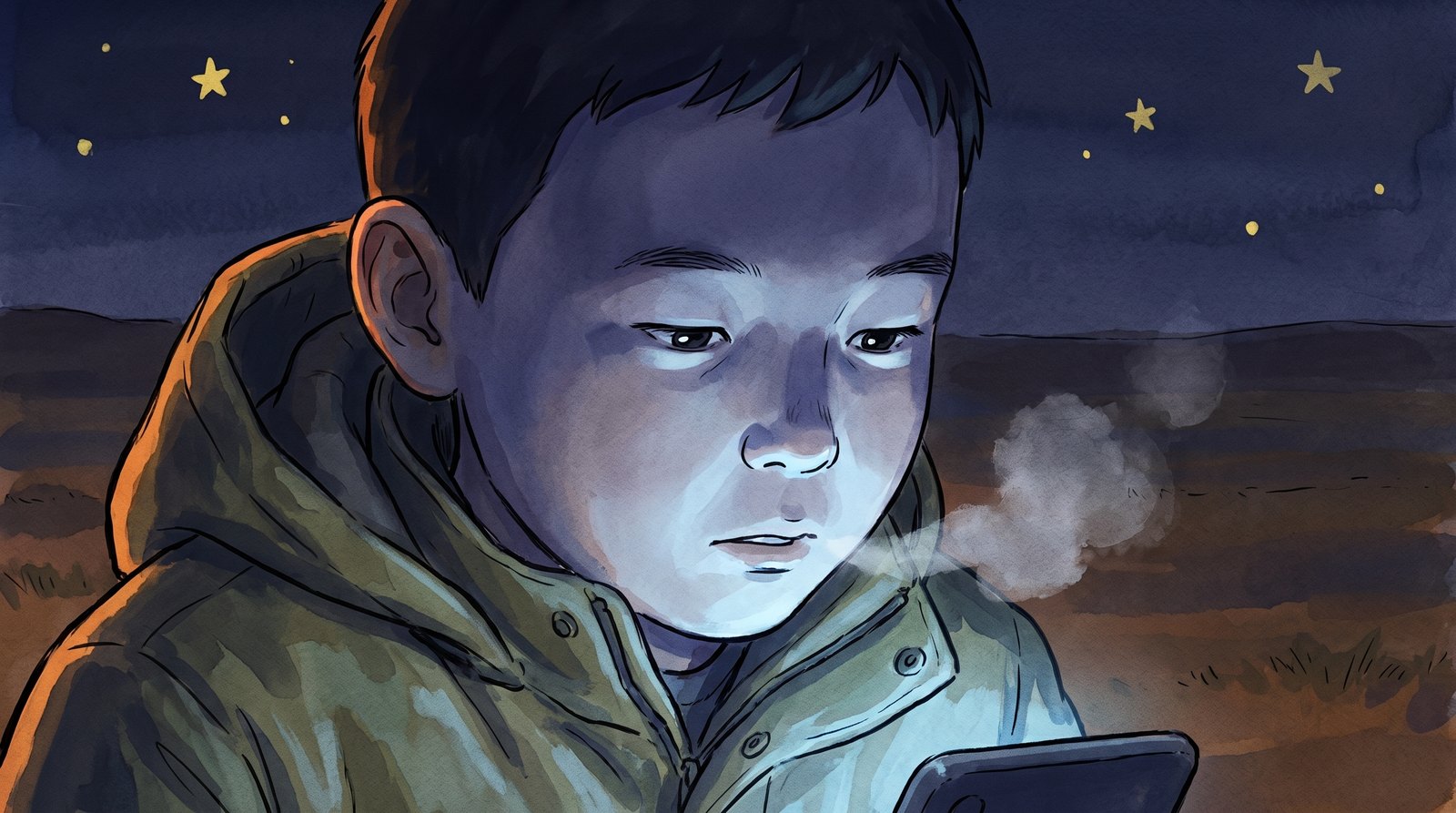 The grandson arrives with a phone and no signal.