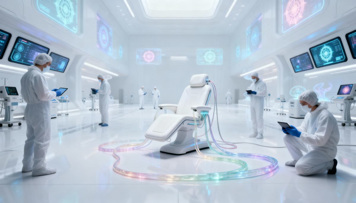 Consoles and holographic diagnostics before she arrives