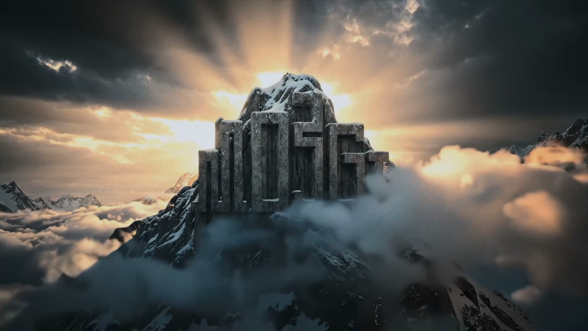 The finale — the mountain opens into the logo