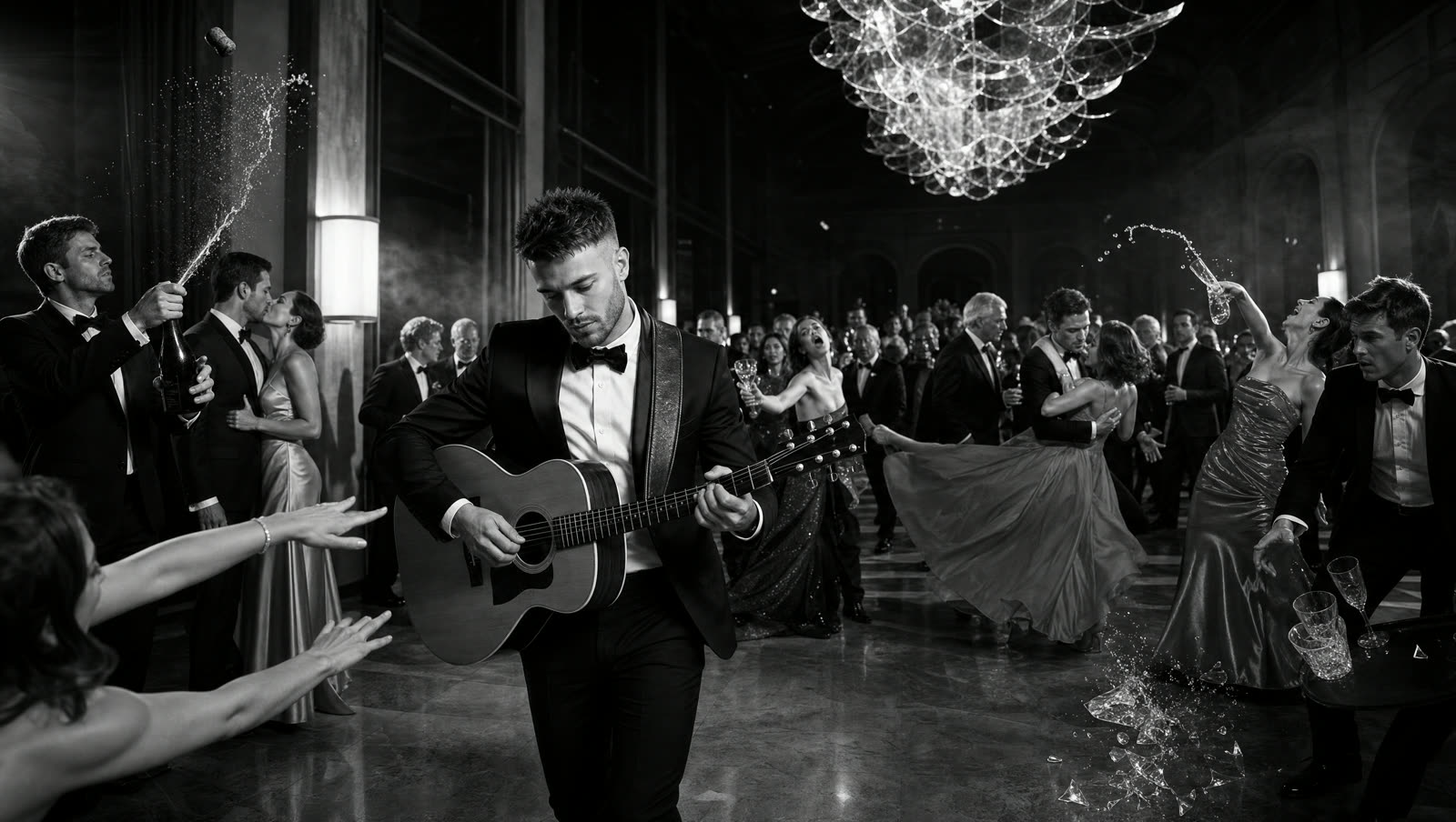 Ballroom plate — the crowd frozen mid-celebration