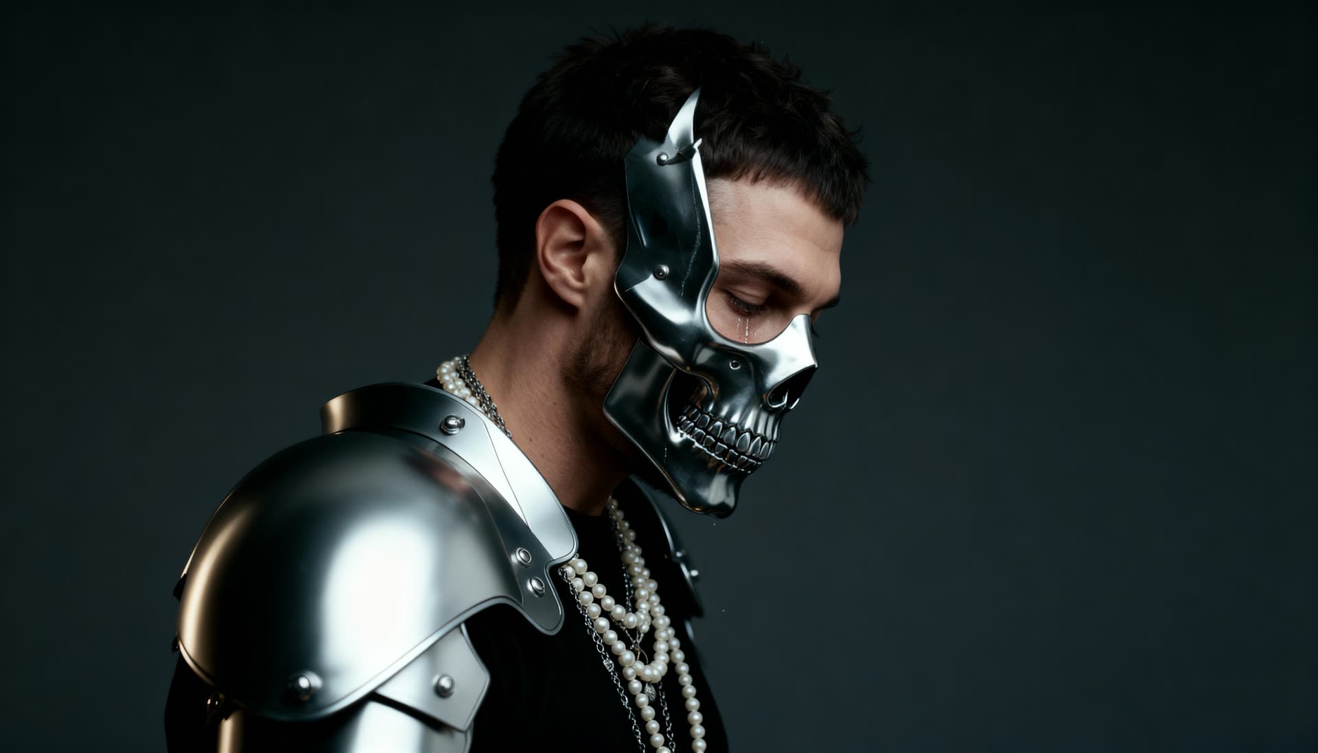 The chrome warrior — armor, pearls and a second face